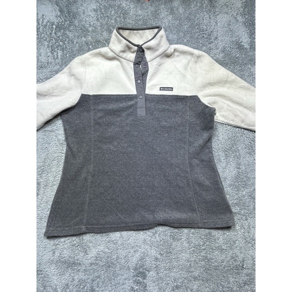 COLUMBIA Benton Springs Half Snap Pullover Fleece Jacket Women's 1X Gray PLUS - Picture 1 of 13
